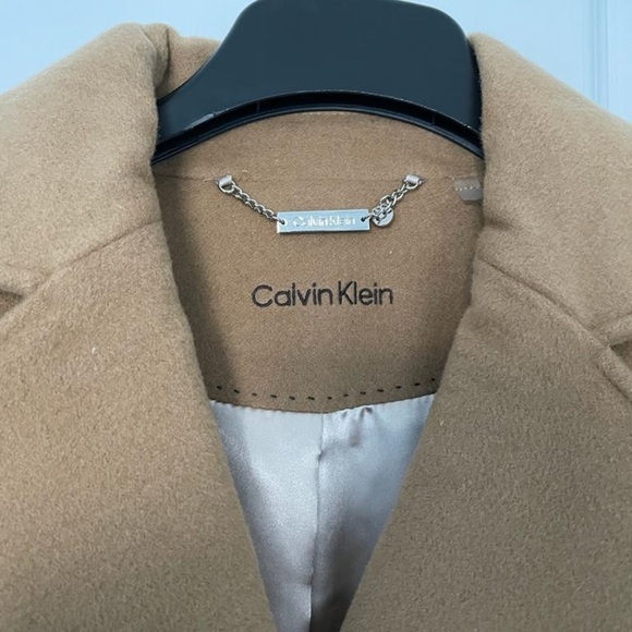 NWT Calvin Klein Classic Single Breasted Wool Cashmere Coat in Camel - Picture 9 of 15